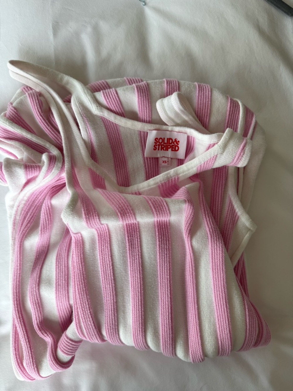 SOLID & STRIPED Pink and White Striped Knit Top - Picture 2 of 3